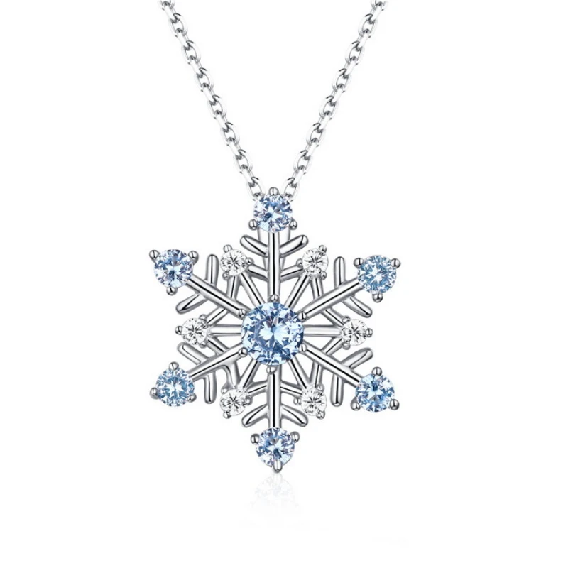 

New 925 sterling silver Crystal necklace sweet romantic snowflake pendant hexagonal star wholesale accessories fine jewelry