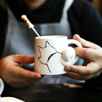 coffee cup with lid ceramic 3d cartoon dog milk mug home coffee mug for couple christmas new year gift mugs %eb%a8%b8%ea%b7%b8%ec%bb%b5