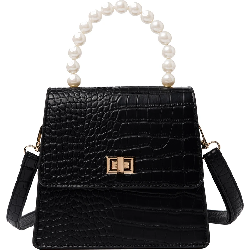 

Crocodile pattern Pearl Tote bag 2020 Fashion New High quality PU Leather Women's Designer Handbag Lock Shoulder Messenger Bag