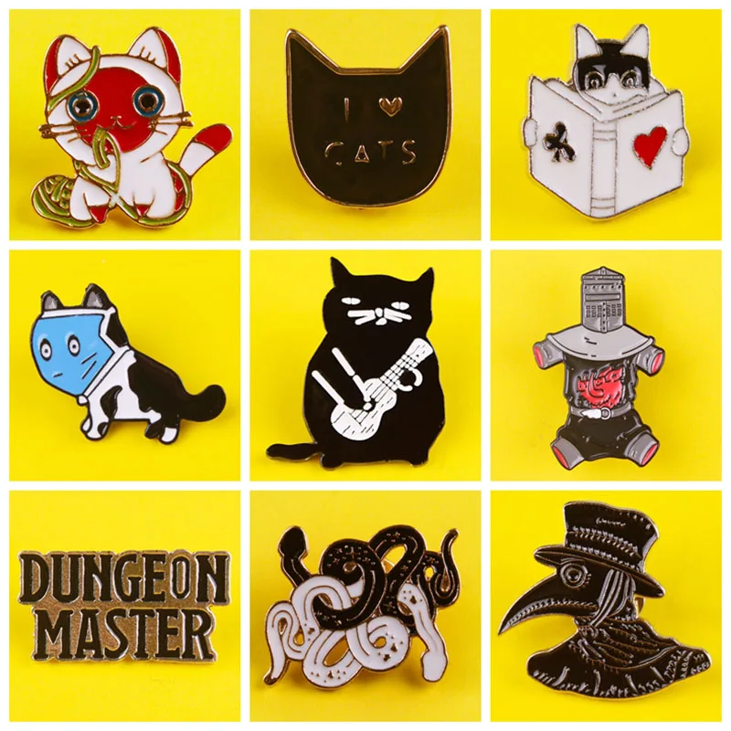 

Cartoon Masked Cat Pins Badges for Clothes on T-Shirt Backpack Jackets Zinc Alloy Metal Cute Animal Lapel Pin Brooches Backpack