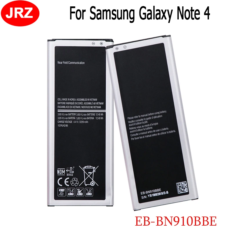 

For Samsung Galaxy Note 4 N910 N910F N910A N910V N910T N910H Battery 3220mAh Phone Replacement EB-BN910BBE Batteria Batterie