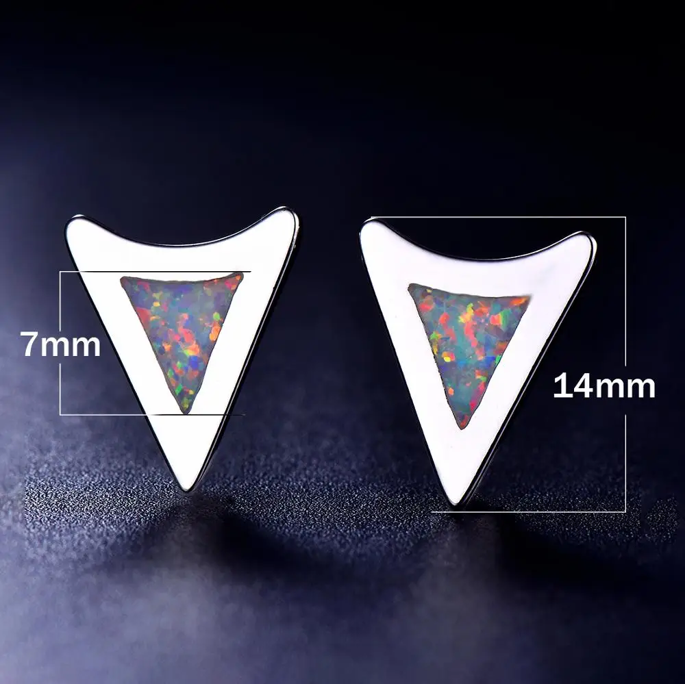Blaike минималистский Треугольники Синий/Белый Огненный серьга из опалового