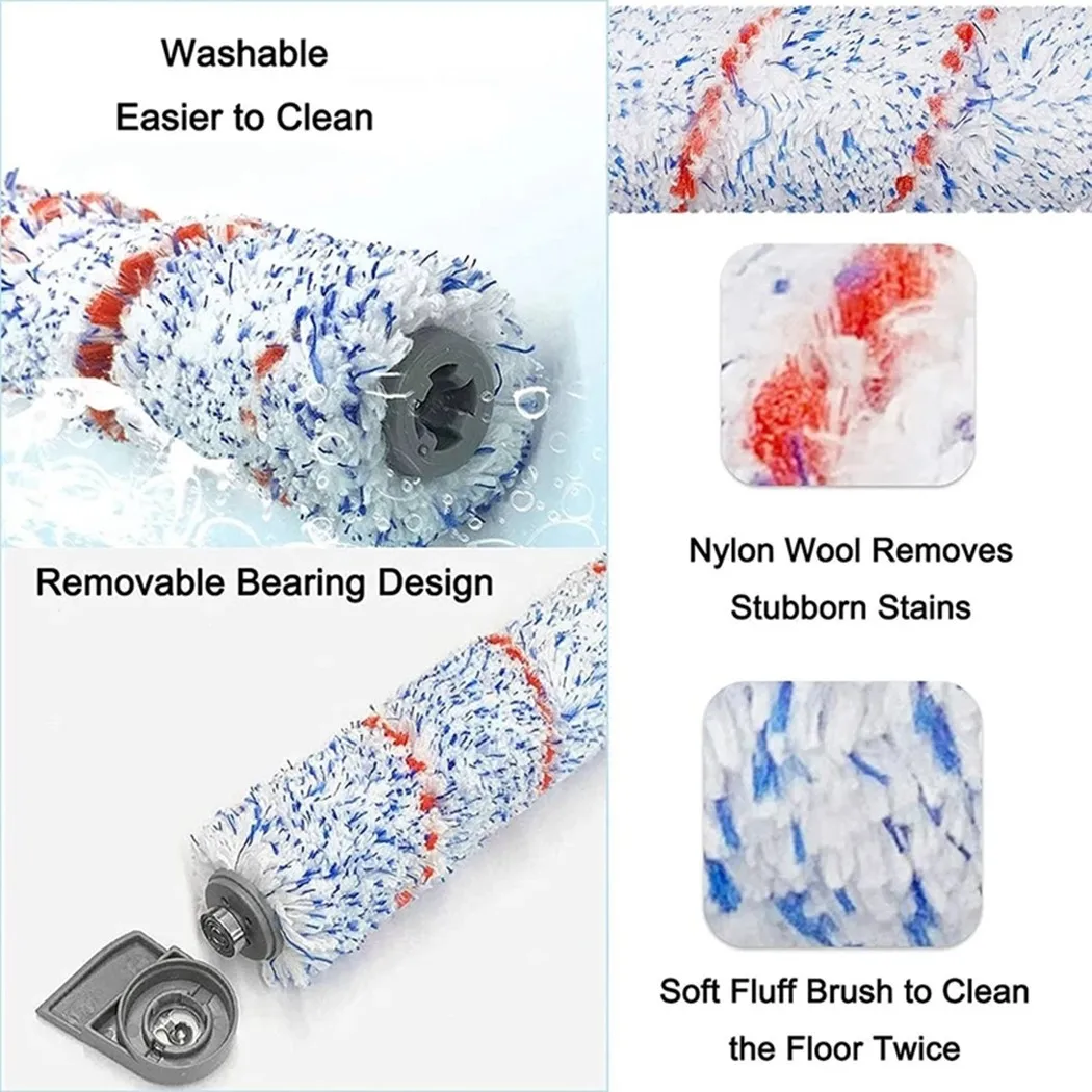 

Brush Roller + Filter Sponges For Tineco IFloor HF10E-01 Complete Cordless Wet Dry Vacuum Cleaner And Mop Main Roll Brushes Set