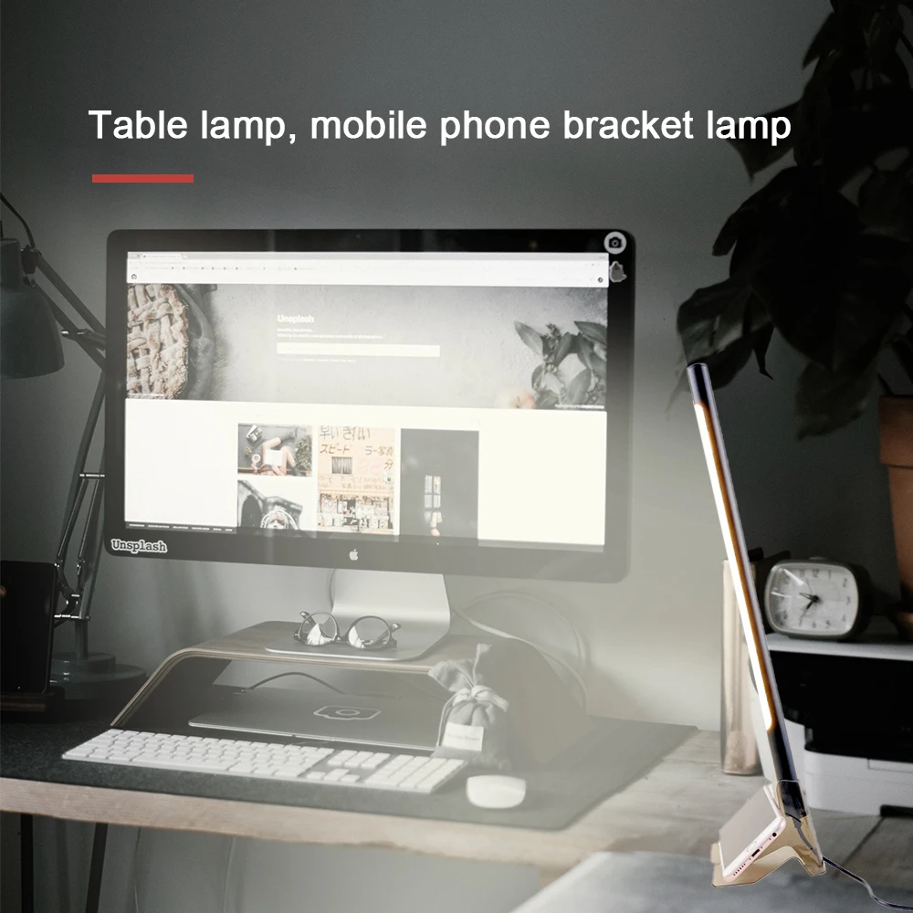 LED 2 In 1 Clip-on Lamp Desk Mobile Phone Bracket Light Dimming Aluminum Alloy Folding For Bed Living Room Office | Лампы и освещение