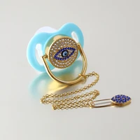 bling bling luxurious baby pacifier blue evil eye rhinestone baby white pacifier chain holder dummy food grade bpa free