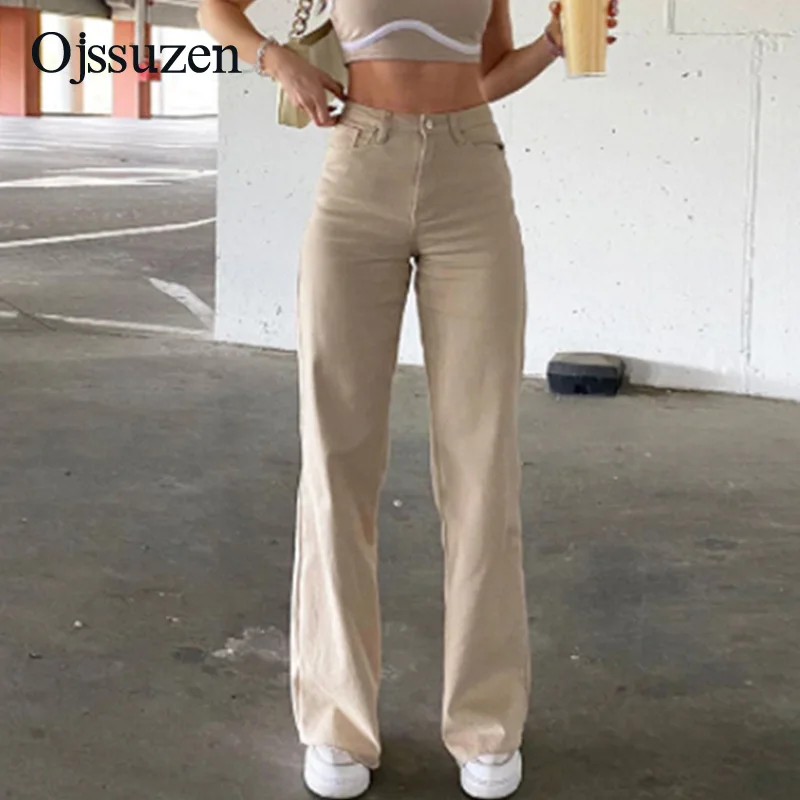

Pantalon Pour Femme Wide Leg Jeans For Women High Waist Stretch Trousers Casual Comfort Washed Jeans Pants Denim Mom Pants 2021