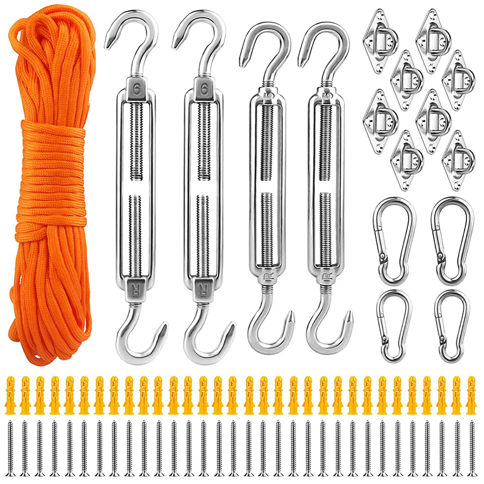 

81pcs Sun Shade Stainless Steel Sun Sail Shade Sail Canopy Fixing Fittings Kit Safety Sun Canopy Fixing Fittings Accessories