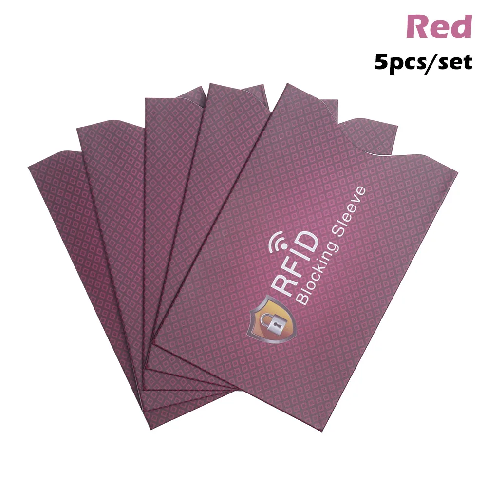 red 5 шт./компл. популярный унисекс Противоугонный RFID с протекторами для банковских карт блокирующий держатель карты кожаный чехол чехлы Защитный чехол для банковских карт - Цвет: red
