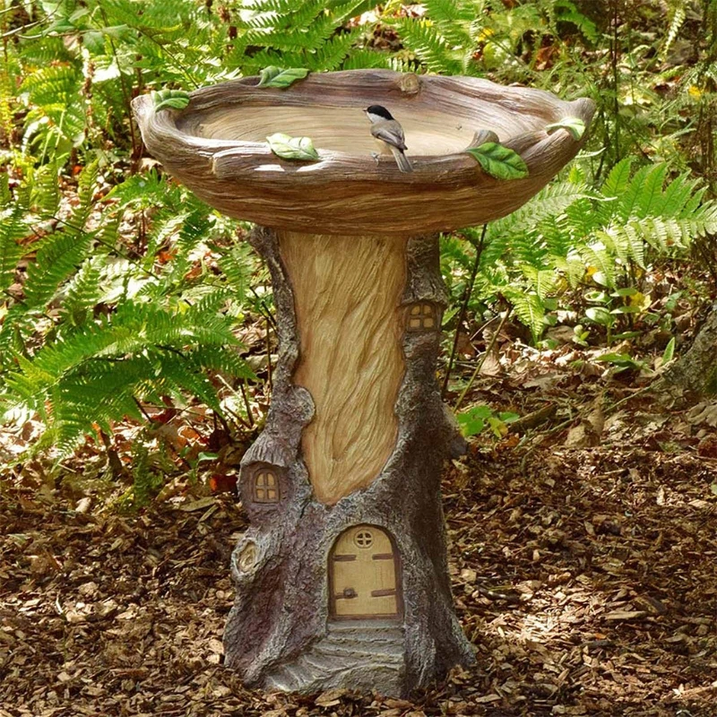

Polyresin Bird Bath Pedestal Handmade Wild Bird Feeder Bowl for Outdoor Home Garden Backyard Landscape Decor