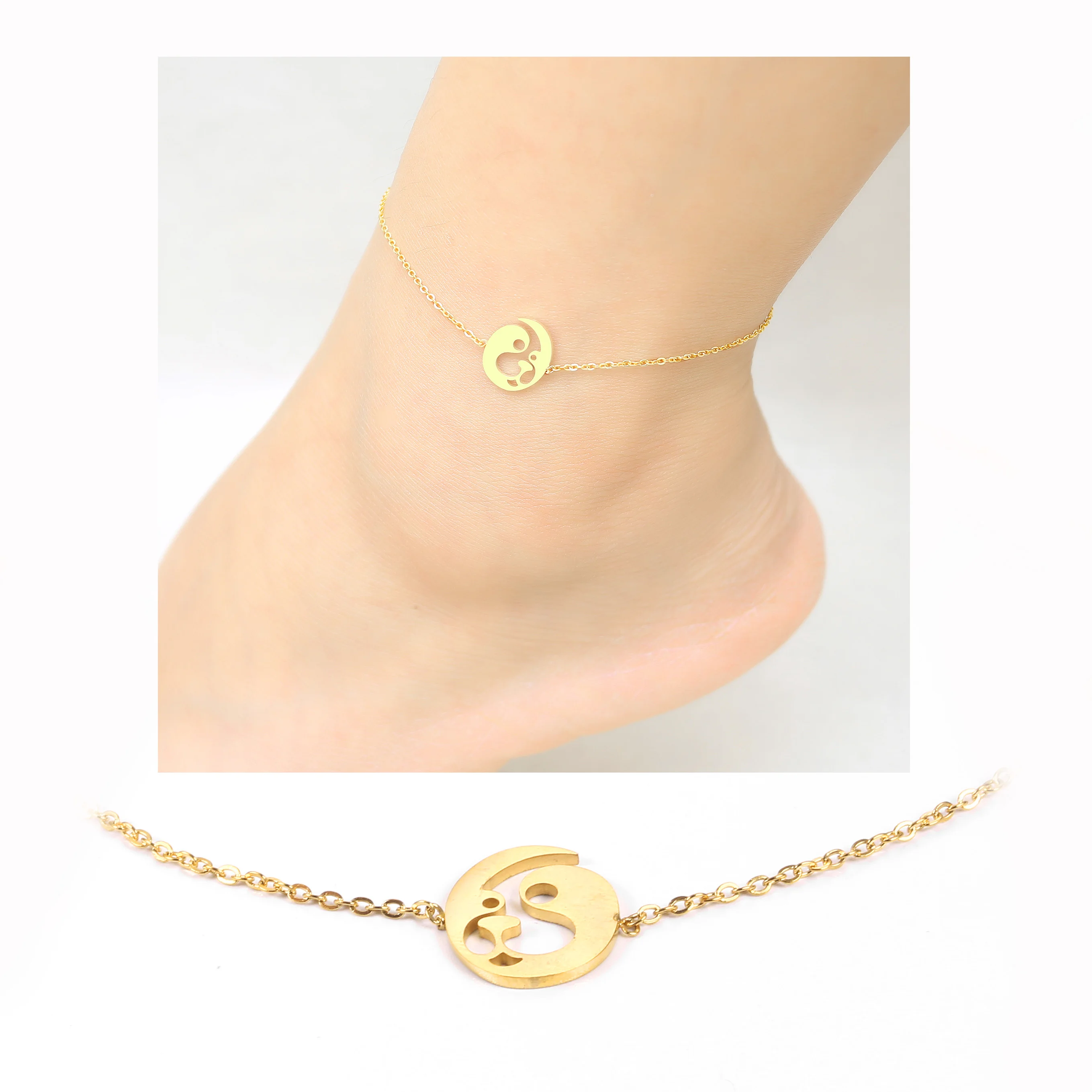 Новый корейский стиль лодыжки браслет из нержавеющей стали животных Единорог