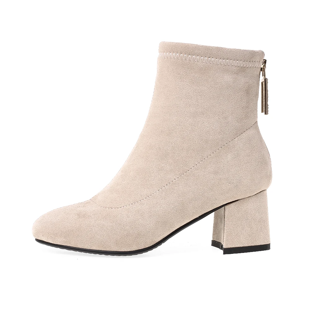 Женские Эластичные ботильоны на высоком массивном каблуке с острым носком |