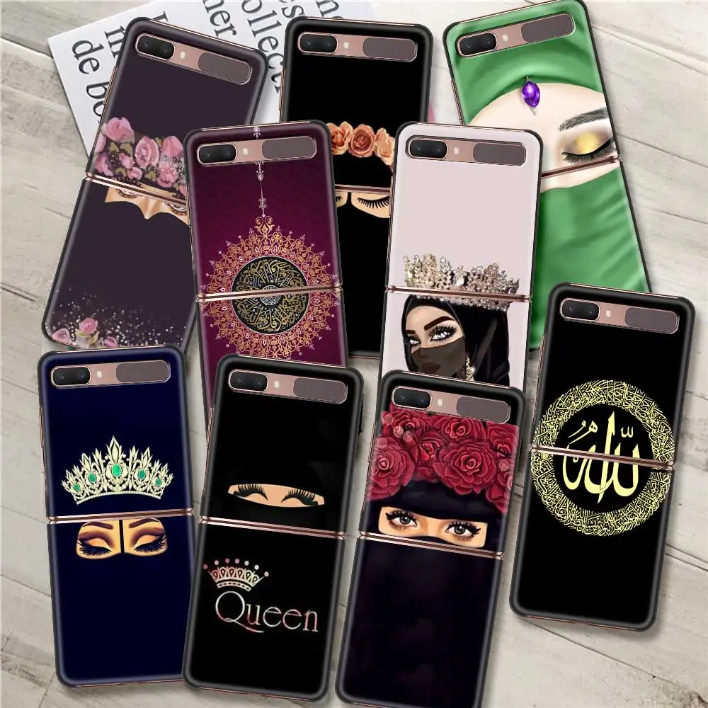 

Muslim Islamic Girl Eyes Phone case For Samsung Galaxy Z Flip3 5G Z Flip caso Fundas coque Hard Black Bumper Material Smartphone