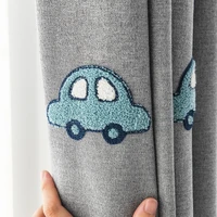 cartoon embroidered car bus blackout curtains for living room bedroom childrens boys room grey finished custom curtains