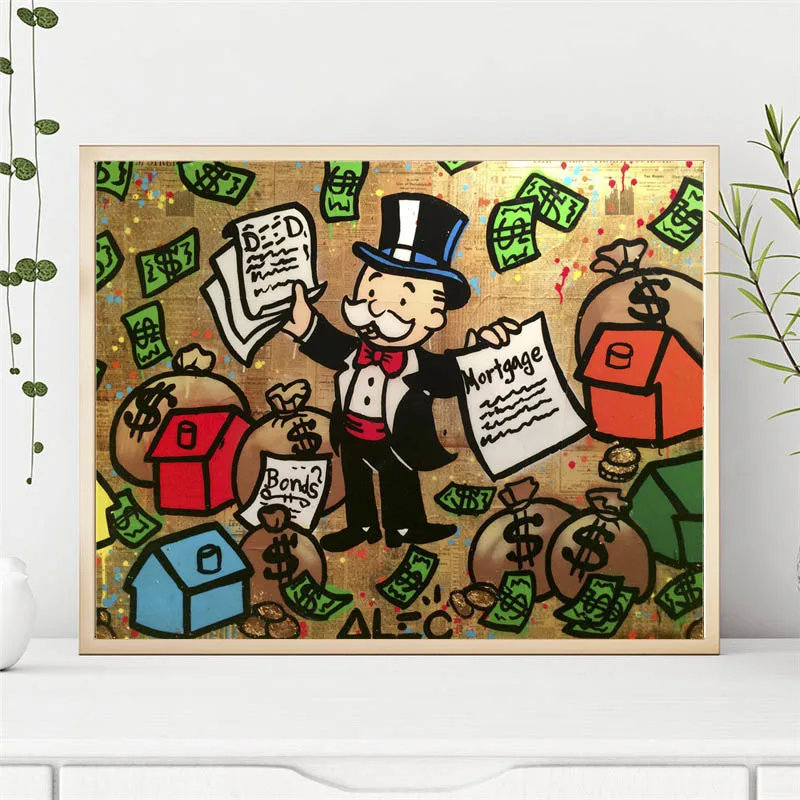 

Cute Street Graffiti Monopolinges Art Canvas Poster Painting Wall Picture Print Home Bedroom Decoration Accessories Framework HD