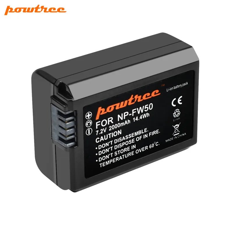 Аккумулятор Powtree 2000 мач NP FW50 AKKU + зарядное устройство с двумя USB-портами для Sony NP-FW50