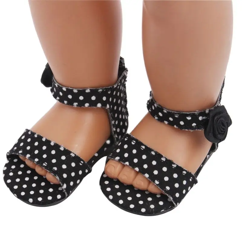 

Black and White Spotted Sandals for 18" (46cm) American Girl Reborn Newborn Doll Accessories
