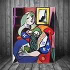 Женщина с книгой Пикассо, холст, фотообои, сюрреалистичность, искусство, холст, картины, декор гостиной