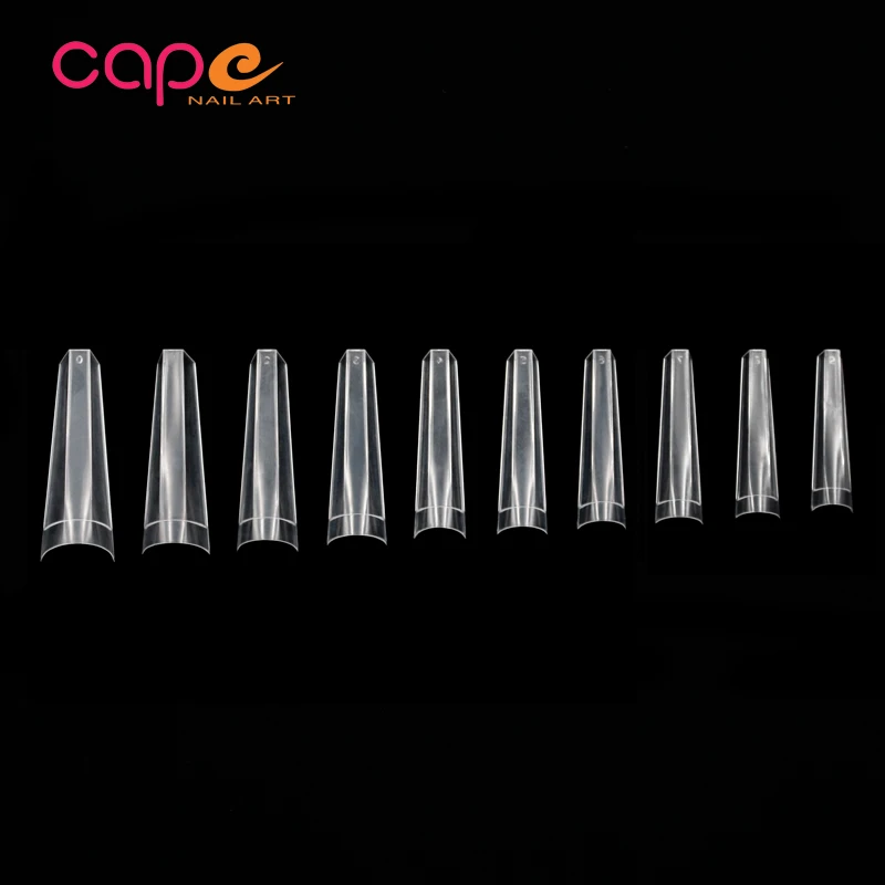 

500pcs Fake Nails Square Half Cover Nail Tip Long Stilettos Fake Nail aArt French Transparent Coffin Fake Nail Art