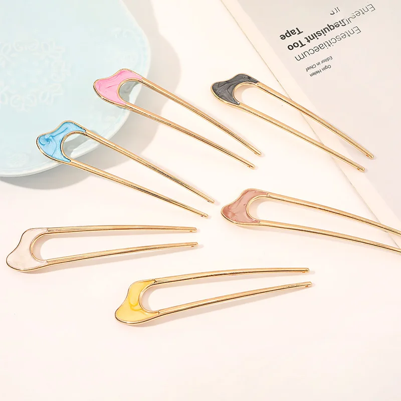 

Japan Hair Sticks Women Hairclip Simplicity Colorful U Shape Girls Hairpins Hair Sticks Hair Accessories Headwear 2021 New