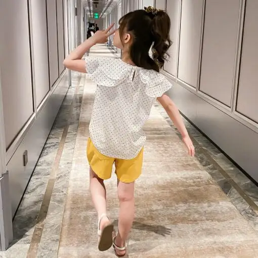 Детский комплект одежды для девочек летняя футболка и шорты с принтом без