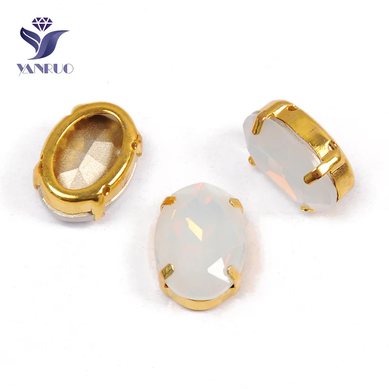 White Opal Yanruo 4120 Овальный заостренный назад пришить стразы стеклянные изделия ручной работы камни страз стразы для поделок ювелирных изделий - Цвет: White Opal