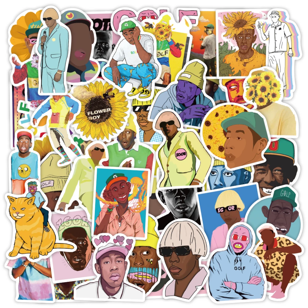 

VANMAXX, 50 шт в наборе, рэпер Тайлер The Creator музыкальный тематический наклейки Водонепроницаемый виниловые наклейки в виде Фотообоев c переводны...