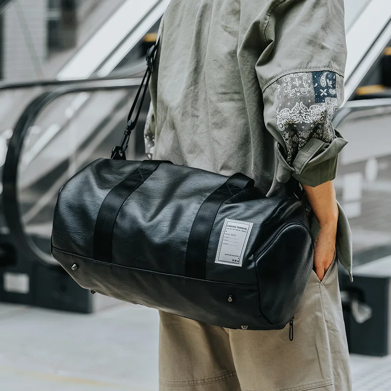 Jual Tas Bahu Travel Tahan Air Sepatu Pakaian Organizer Tas Bagasi Kulit PU Kapasitas Besar Pria Pakaian Olahraga Duffers Travel X108C
