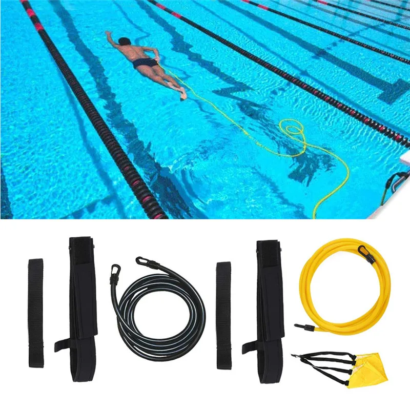 

Adjustable 3m Adult Kids Swim Training Bungee Exerciser Leash Training Hip Swim Belt Cord Safety Resistance Elastic Belt 2020