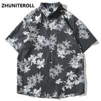 vintage harajuku hawaii shirt hip hop streetwear graphics print beach shirt men 2021 pocket summer short sleeve fashion clothing