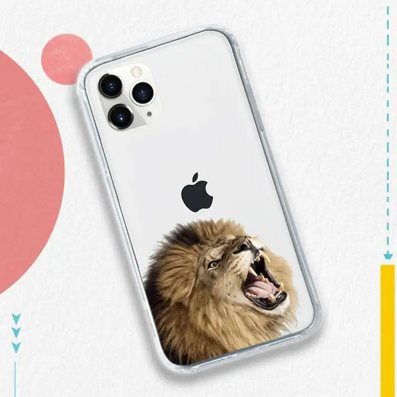 

lion Animal fierce king Phone Case Transparent soft For iphone 5 5s 5c se 6 6s 7 8 11 12 plus mini x xs xr pro max