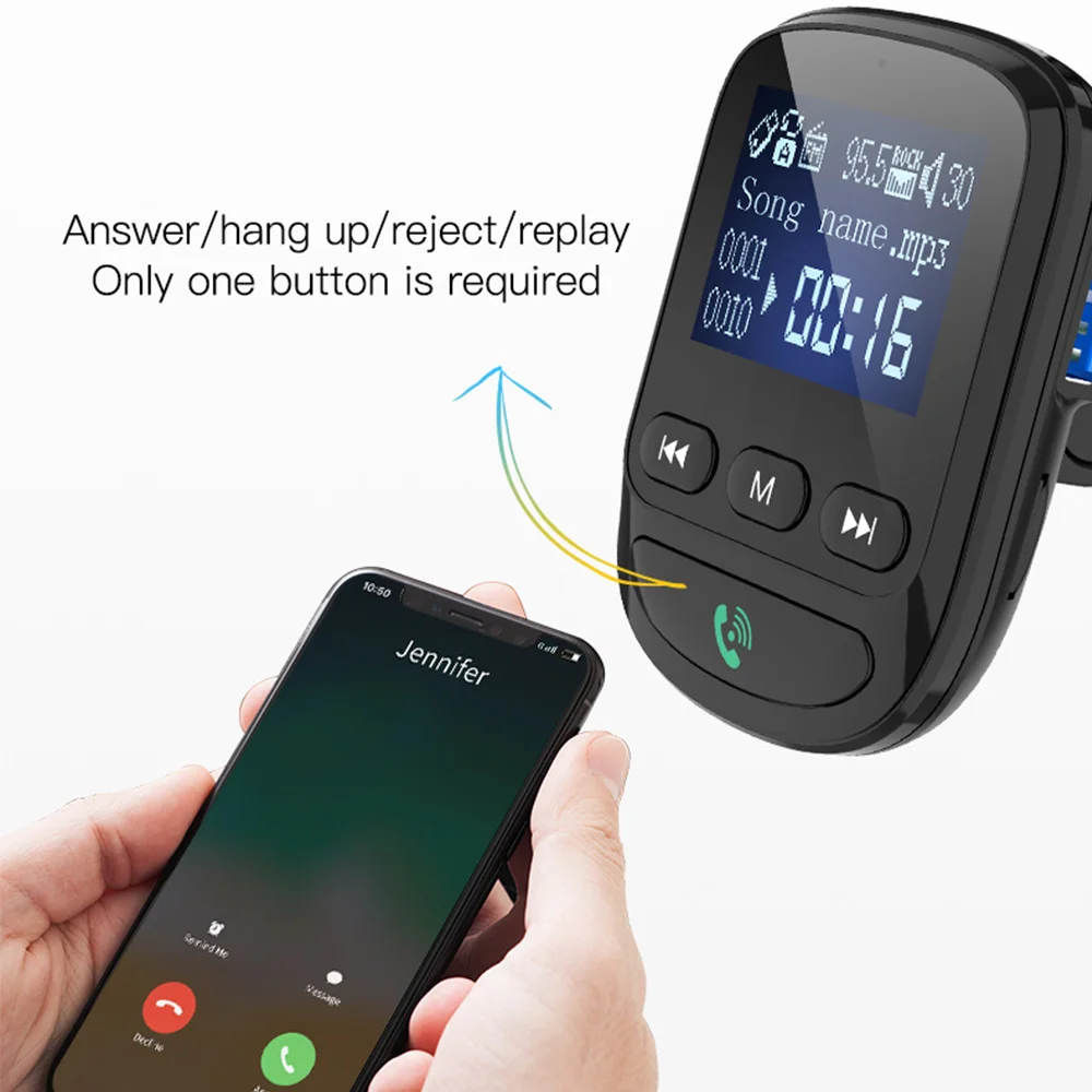 Автомобильный fm-передатчик Aux Bluetooth 5 0 без потерь аудио музыка громкой связи
