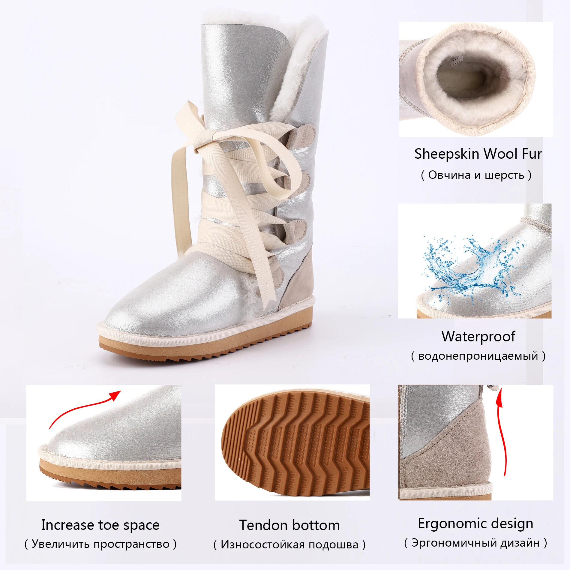 FVMX женские зимние ботинки модные на шнуровке овчина шерсть подкладка из меха