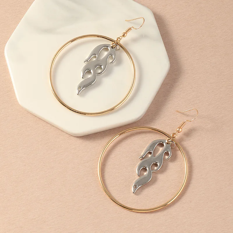 

Fashion ins wind flame pendant earrings Simple geometric circle earrings women babygirl earring fashion jewelry