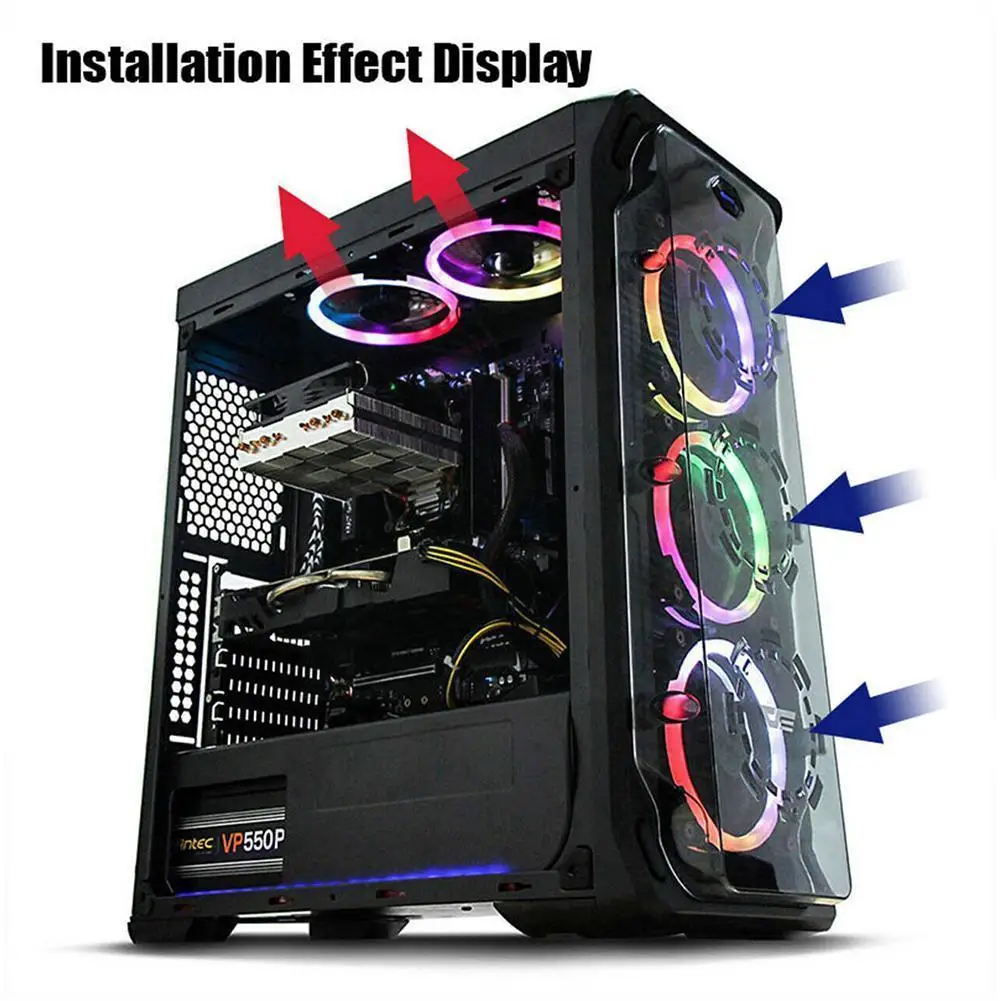 Бесшумный компьютерный чехол с RGB-светодиодами вентилятор охлаждения для ПК