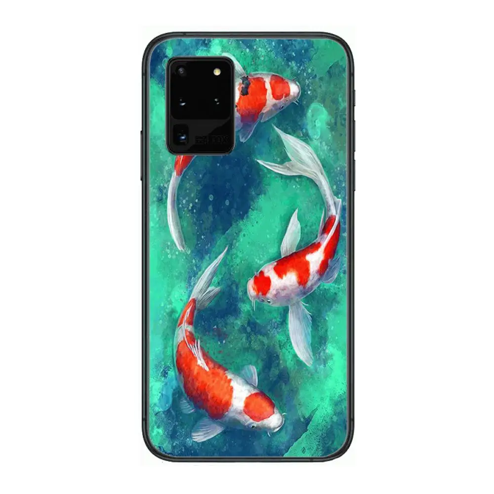 

Koi fish Lucky Phone cover hull For SamSung Galaxy S 6 7 8 9 10 20 21 Plus Edge E note 5G Lite Ultra black soft bumper