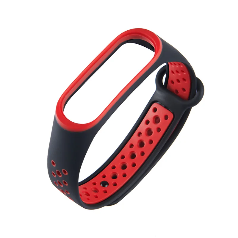 Black red M3/4 1 шт. Сменные Ремешки для наручных часов для Xiaomi 3/4 двойной цвет популярный высококачественный браслет силиконовый ремешок - Цвет ремешка: Black red