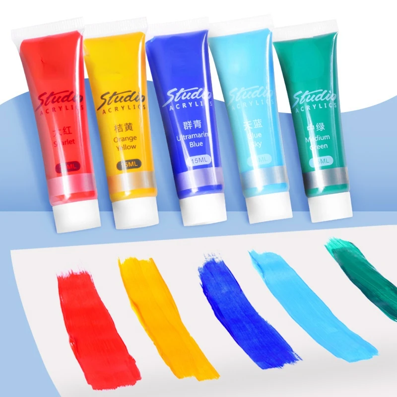 Juego de pinturas acr&iacute;licas pintadas a mano, 12 colores, 24 colores, 15ml, a prueba de agua-1