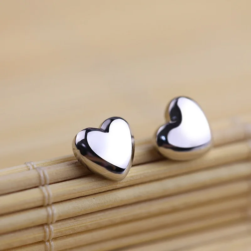 100% 925 Sterling Silver Korean Heart Stud Earrings For Women Kids 2020 Wedding Pary Jewelry Gift Female pendientes