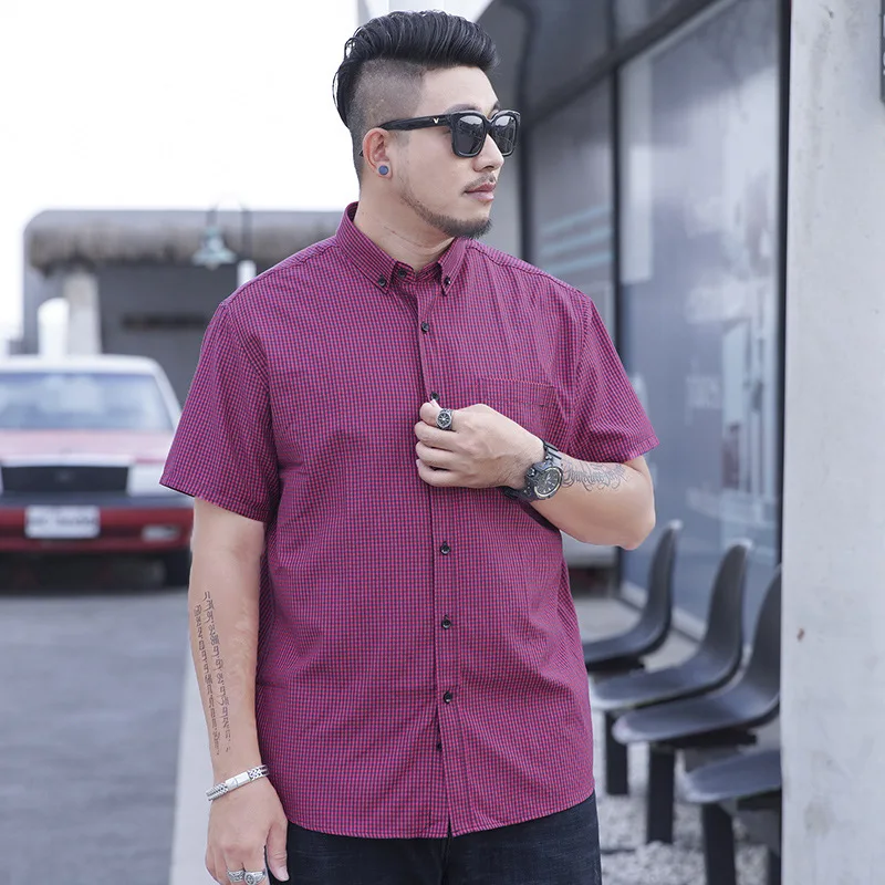 

First wolf size men's Short Sleeve Shirt business leisure multi color short sleeve woven shirt men's fattening