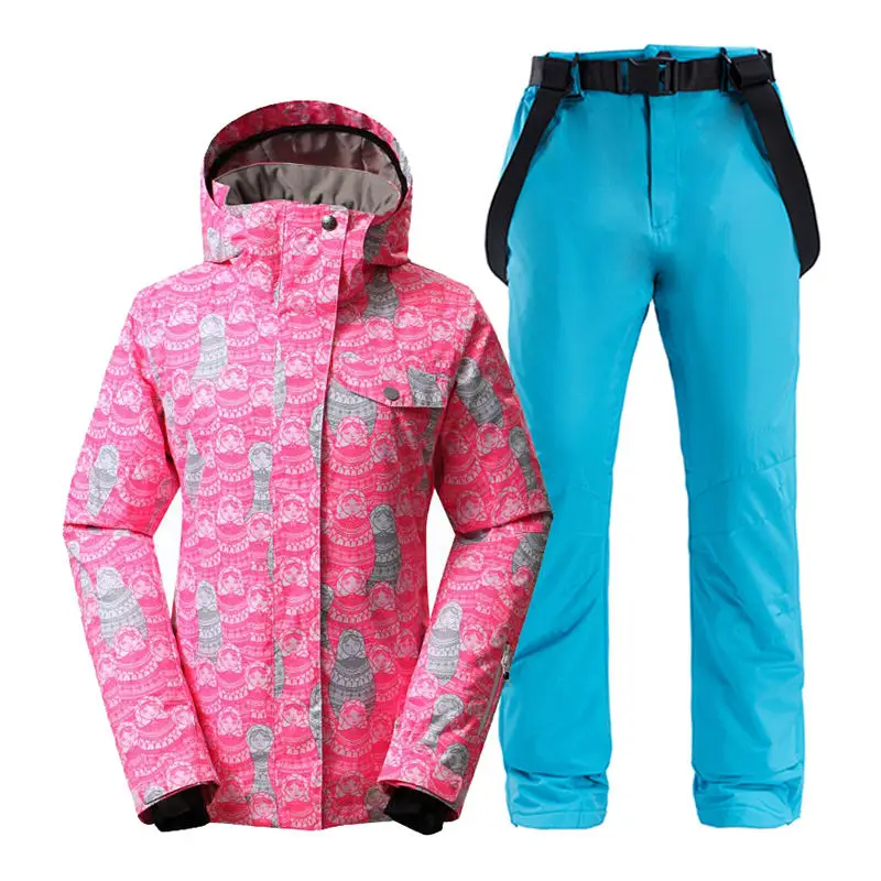picture jacket pant Женский зимний костюм, комплекты, уличная спортивная одежда для сноубординга, 10 K, ветрозащитная Водонепроницаемая зимняя одежда, лыжные куртки+ зимние штаны на подтяжках - Цвет: picture jacket pant