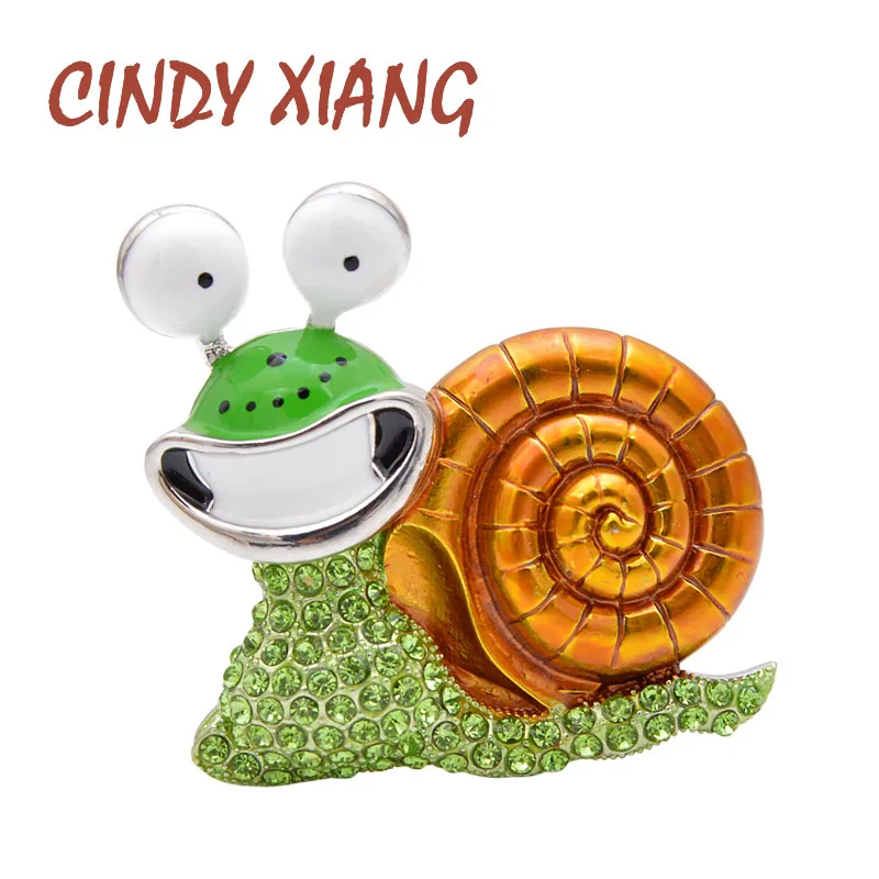 

CINDY XIANG Rhinestone Laugh Snail Brooch Cartoon Insect Funny Brooches For Women Enamel Jewelry Autumn Winter Design Pin Gift