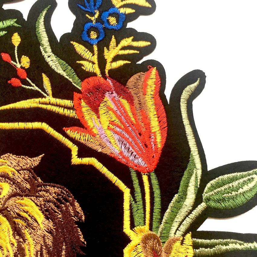 1 шт. винтажные нашивки с цветком льва аппликация помощью утюга для одежды