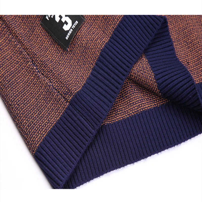 

Men's Wool Pullover Autumn Winter Warm Thick Fashion Brand O-Neck Striped Long Sleeve Clothes Knitted Cotton Casual Sweaters