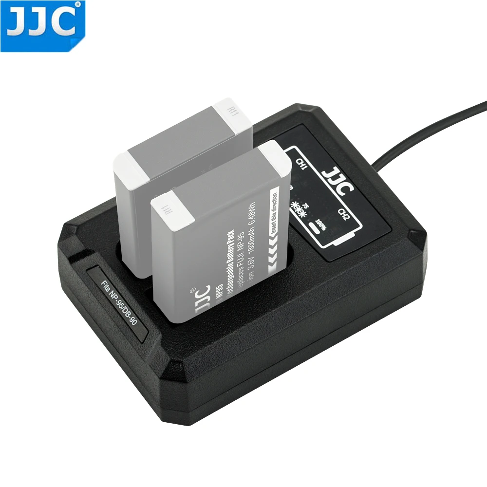 Зарядное устройство JJC с двумя аккумуляторами USB для Fujifilm зарядное NP95 Ricoh