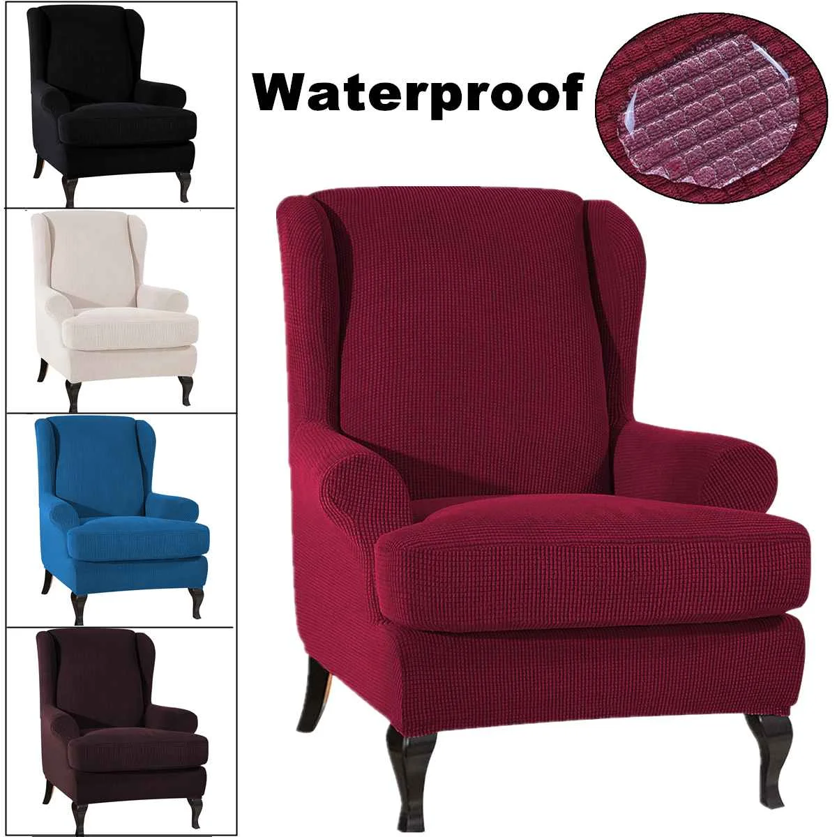 Наклонные руки King Back эластичные чехлы на кресла кресло Wingback крыло диван задний Чехол для стула тянущийся протектор скольжения крышка протектор