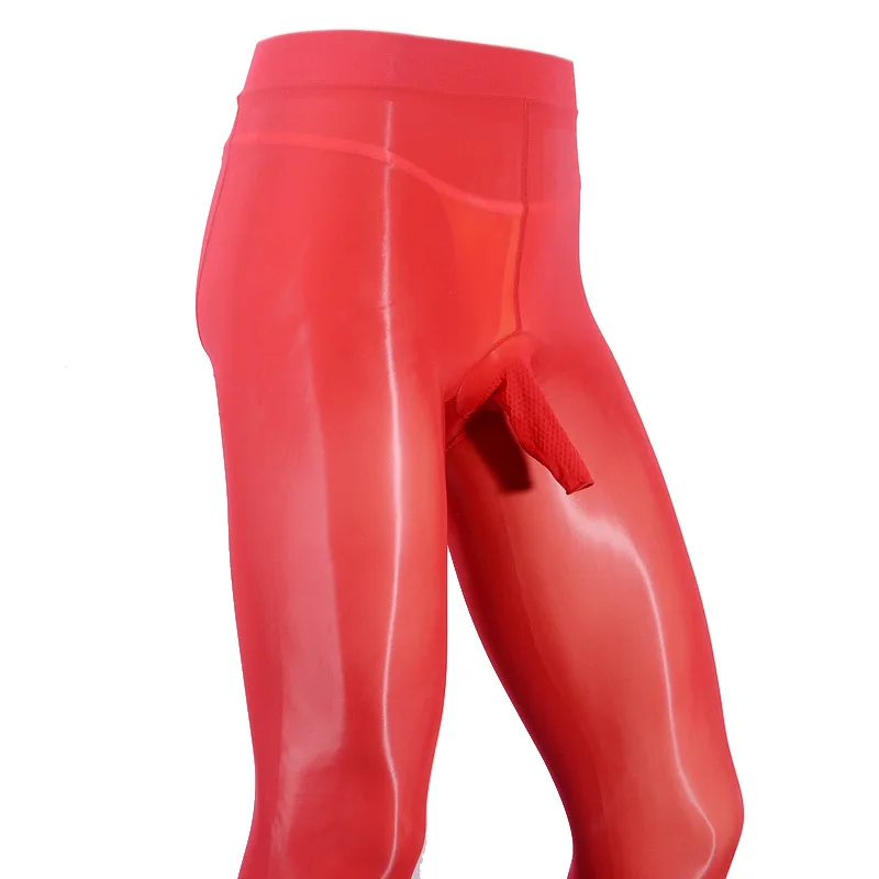 Пикантные мужские блестящие колготки с внутренним силиконовым наконечником для