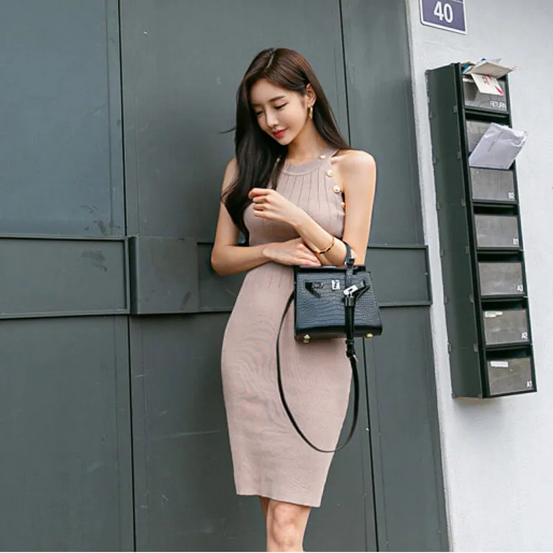 Корейское модное платье-свитер женские вязаные платья элегантные свитера платье