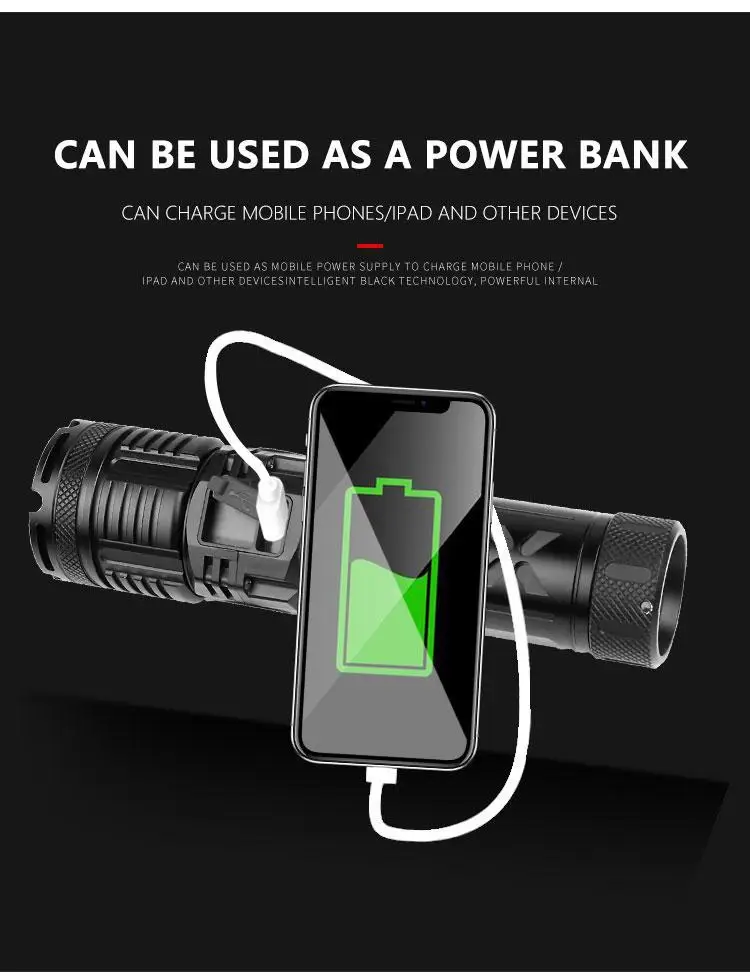 

LED Flash Light XHP90+COB+Red Blue Green Light Multifunction Flashlight