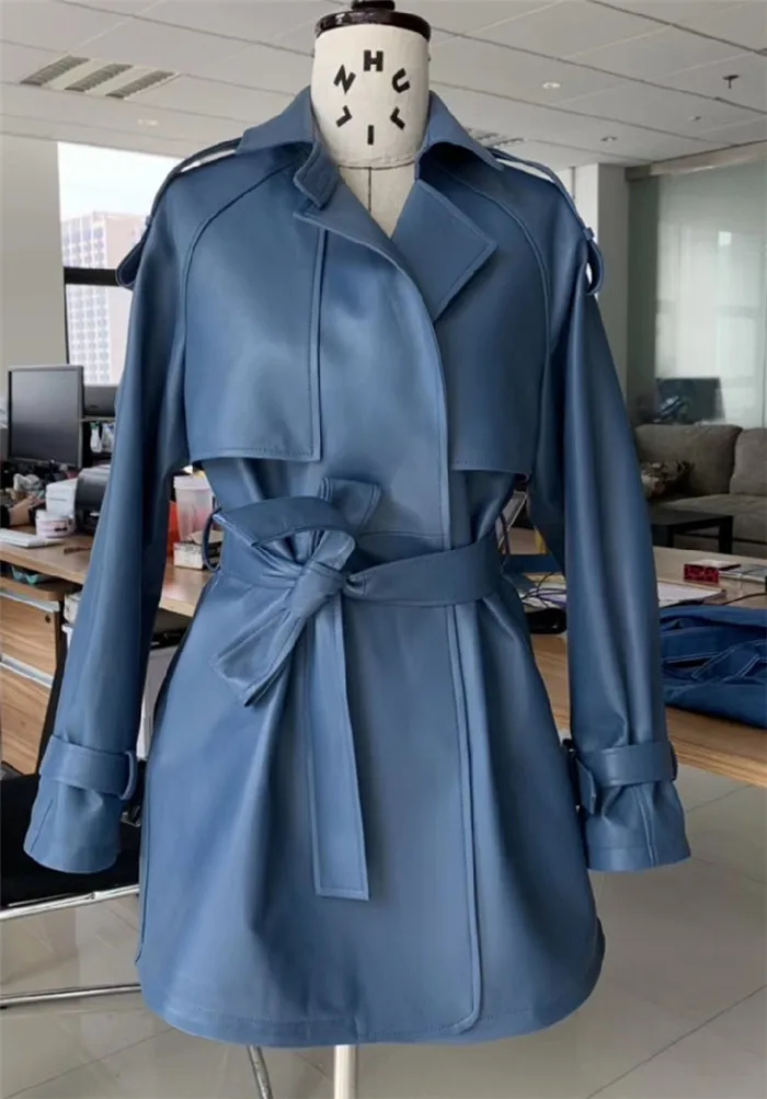 

Fashion Genuine Leather Jacket 2021 Autumn New Women Real Sheepskin Coat Female Streetwear Mid Long Trench Coats