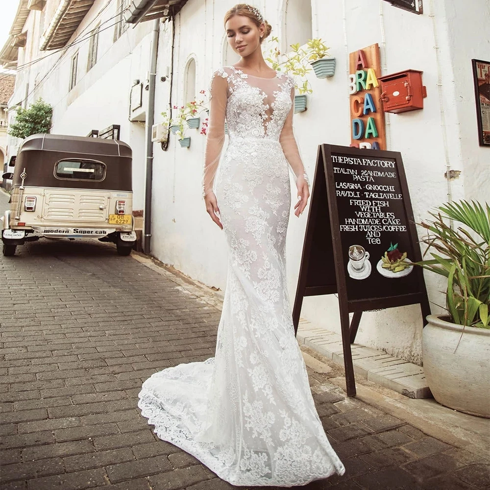 

Женское кружевное платье с юбкой-годе, с открытой спиной и круглым вырезом